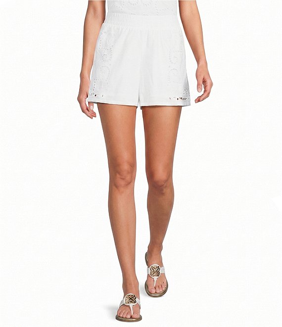 Lilly Pulitzer Kilah Eyelet Embroidered High-Rise Pull-On Short