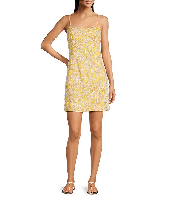 Lilly Pulitzer Shelli Stretch Vintage Dobby Honeycomb Hideaway Print Square Neck Dress, Honeycomb - Image 1