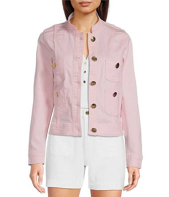 Lilly Pulitzer Shepa Denim Stand Collar Long Sleeve Jacket