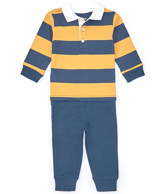 Little Me Baby Boys 12-24 Months Long Sleeve Striped Ruby Polo Shirt ...