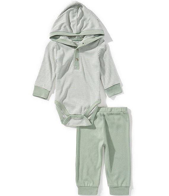 Little Me Baby Boys Long-Sleeve Striped Bodysuit & Solid Jogger Pant Set