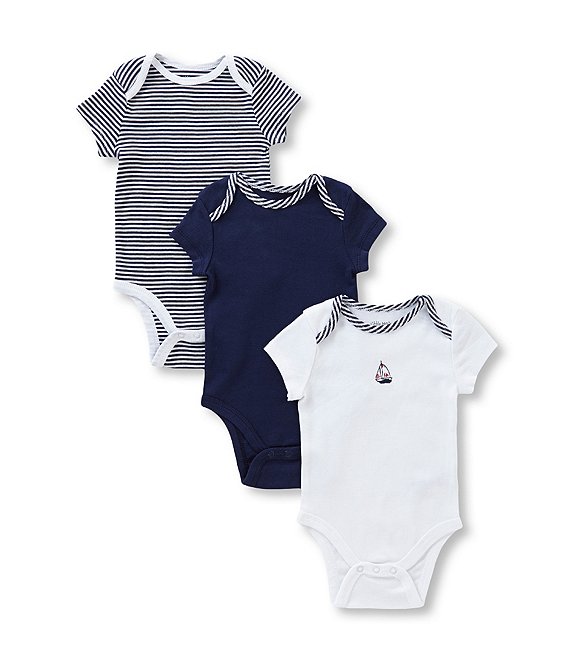 Little Me Baby Boys Newborn-9 Months Sailboat 3-Pack Bodysuits