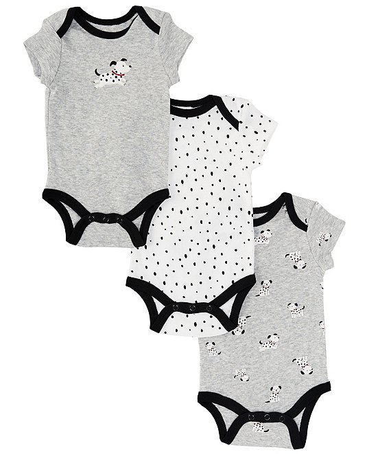 Little Me Baby Boys Newborn-9 Months Short-Sleeve Dalmatian Three-Pack Bodysuits