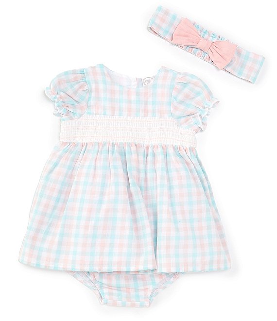 Little Me Baby Girls 3-12 Months Daisy Love Short Sleeve Checked
