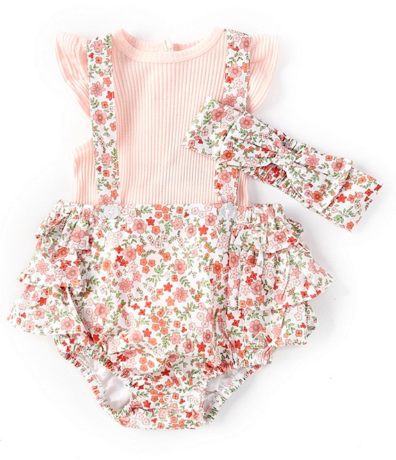 Little Me Baby Girls 3-12 Months Flutter-Sleeve Floral Bodysuit | Dillard's