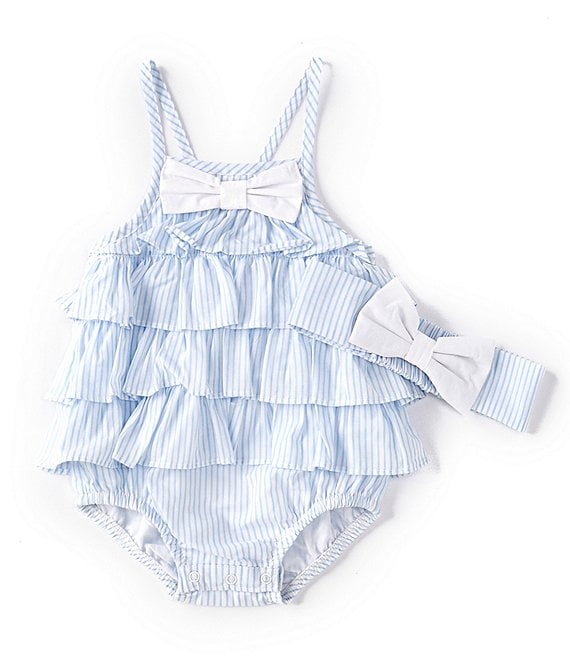 Little Me Baby Girls 3-12 Months Sleeveless Pinstriped Skirted Bodysuit ...