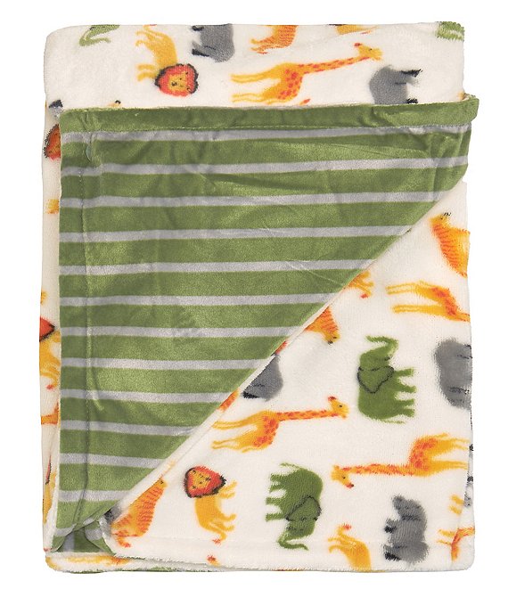 Little Me Baby Jungle Printed/Striped Reversible Blanket | Dillard's