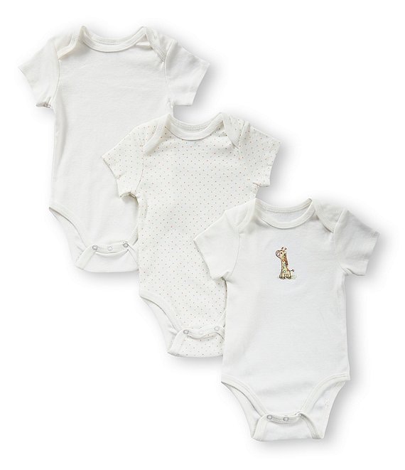 Little Me Baby Newborn-9 Months Giraffe 3-Pack Short Sleeve Bodysuits