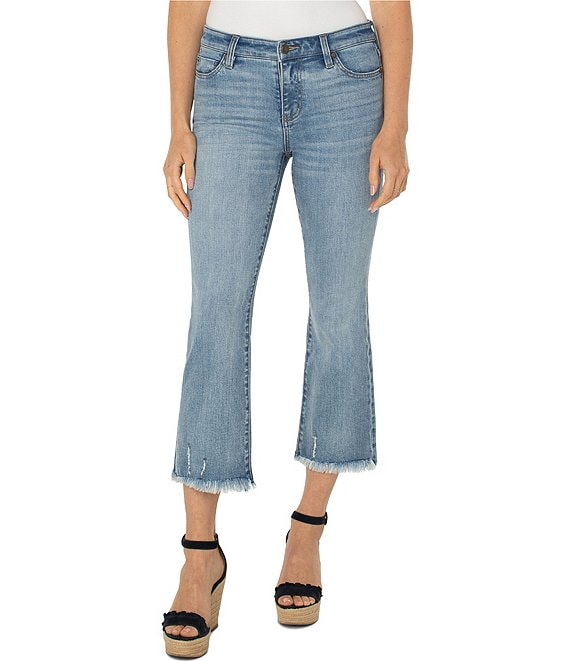 Liverpool Los Angeles Hannah Mid Rise Cropped Flare Stretch Denim Jeans ...