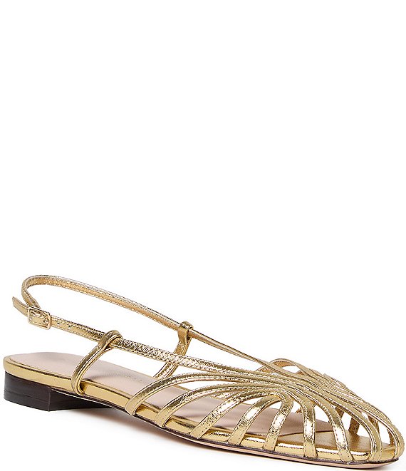 Loeffler Randall Devon Metallic Leather Caged Toe Flats