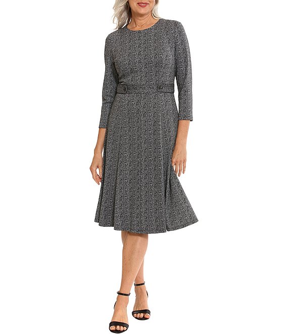 London Times 3/4 Sleeve Crew Neck Side Tab Sheath Dress | Dillard's