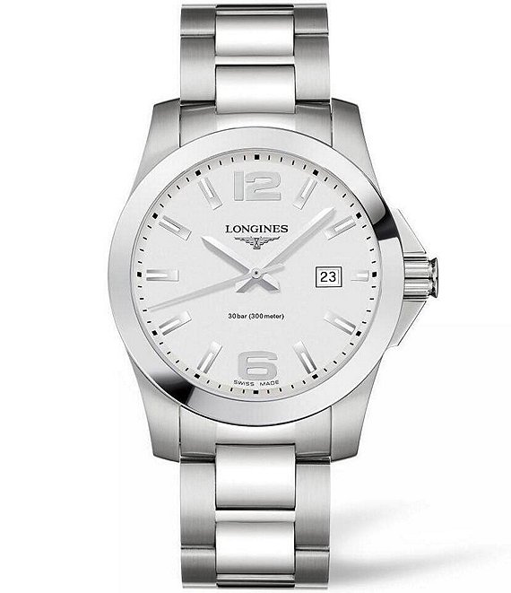 Longines Men's Conquest Quartz Analog Silver Dial Stainless Steel ...
