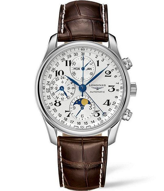 Color:Brown - Image 1 - Men's Master Collection Automatic Silver Dial Brown Leather Strap Watch