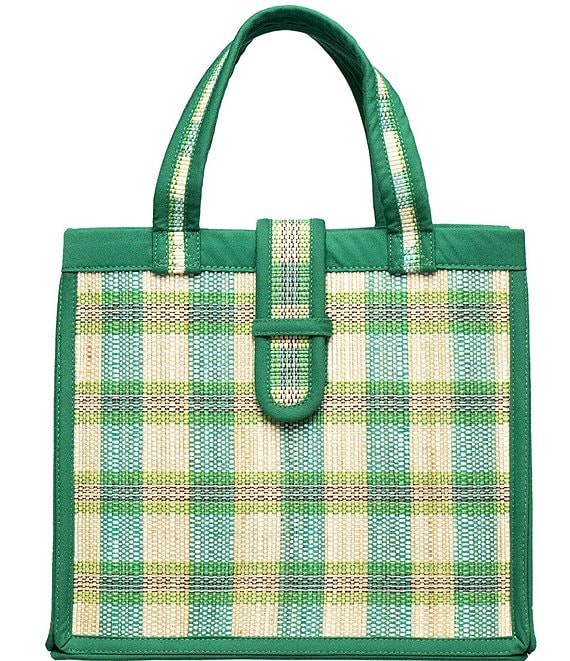 Lorna Murray Darwin Plaid Mini Gallery Weave Straw Tote Bag