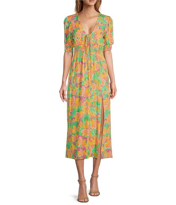 Lost + Wander Eternal Lights Floral V-Neck Short Sleeve Maxi Dress ...