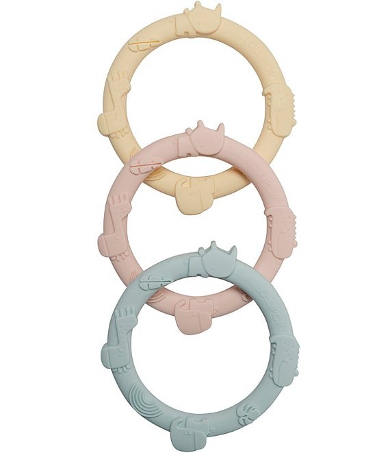 Loulou Lollipop Baby Pastel Wild Teether Ring Set