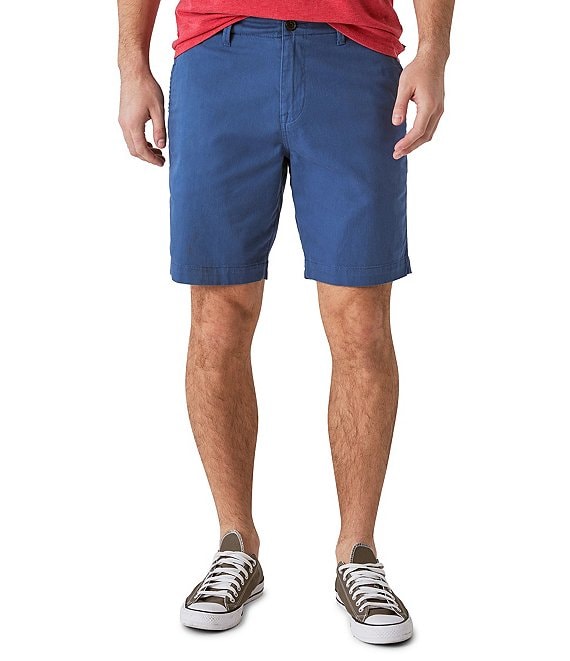 Color:English Blue - Image 1 - 11#double; Inseam Stretch Twill Flat-Front Shorts