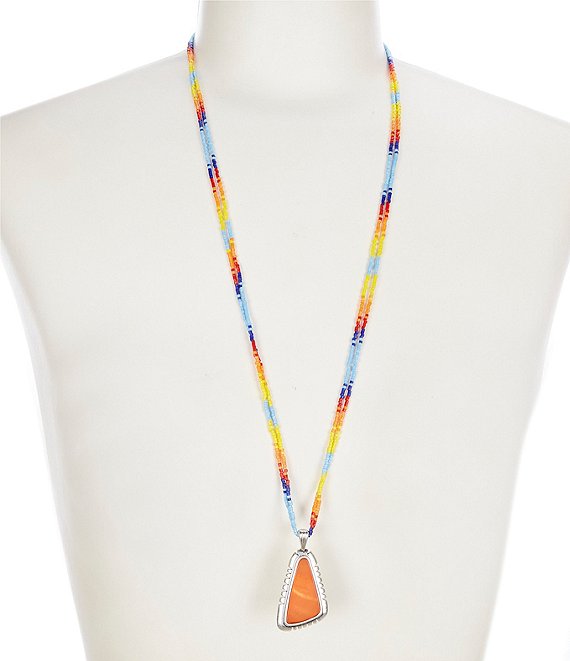 Lucky Brand Multicolor Beaded Long Pendant Necklace