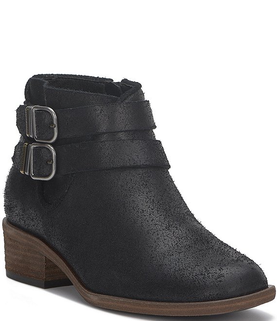 Lucky Brand Befind Distressed Leather Double Buckle Ankle Booties Dillard s