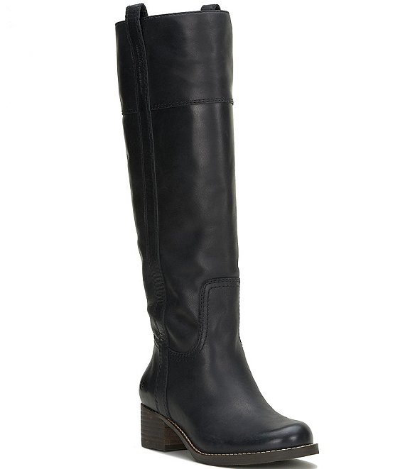 (取寄) ラッキーブランド レディース ハイビスカス ワイド カーフ Lucky Brand women Hybiscus Wide Calf Black Wide Calf Lucky Brand Hybiscus Leather Tall Riding Boots | Dillard's