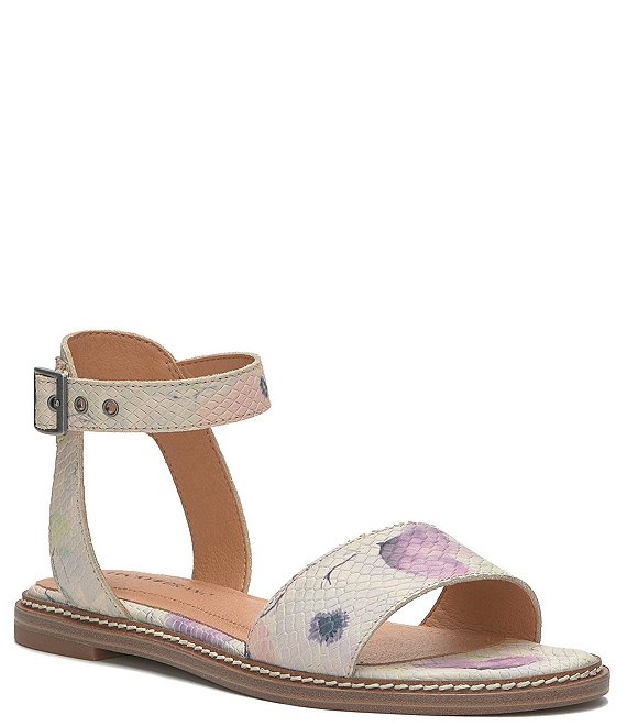 Kimaya Floral Leather Ankle Sandals | Dillard's