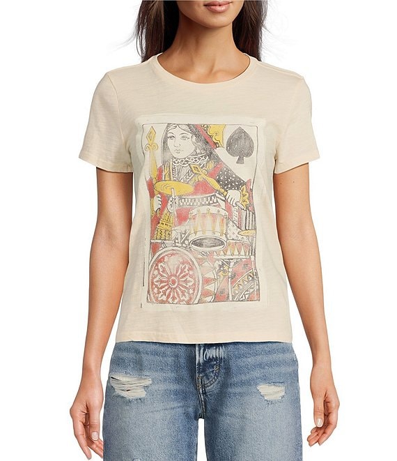 Lucky Brand Lucky You Stencil Crop Tee - Women's Clothing Tops