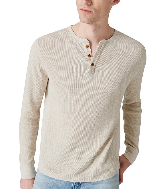And Now This BRIGHT WHITE Men's Long-Sleeve Henley T-Shirt, US L