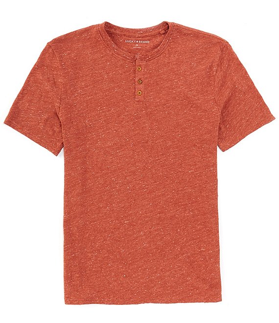 Lucky Brand Short Sleeve Linen Blend Henley T-Shirt