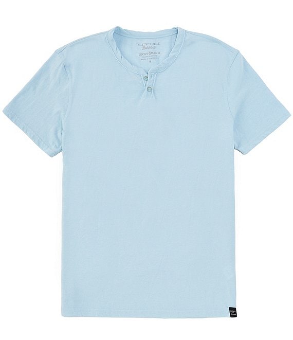 Lucky Brand Short Sleeve Venice Burnout Notch Neck Henley T-Shirt
