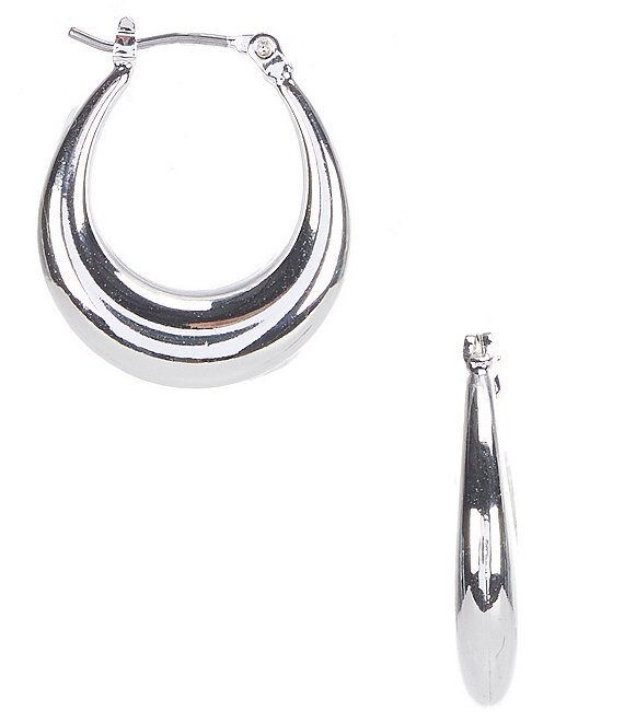 Lucky Brand Silver Tone Oval Hoop Earrings | Dillard's