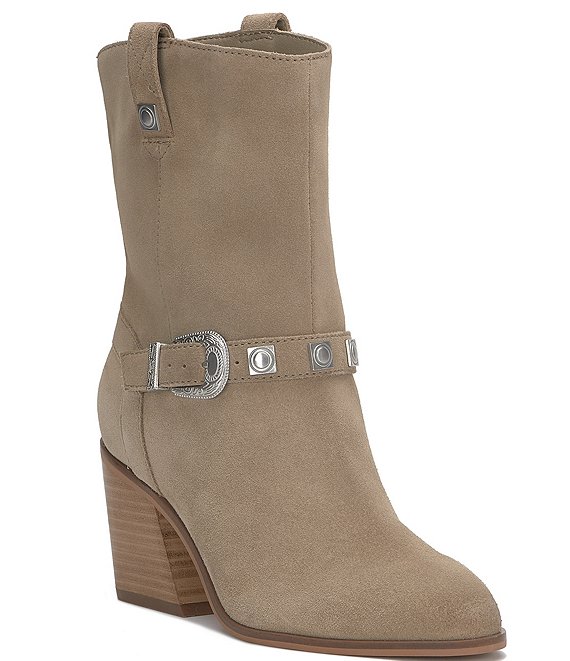 Lucky Brand Sogn Suede Western Buckle Booties Dillard s