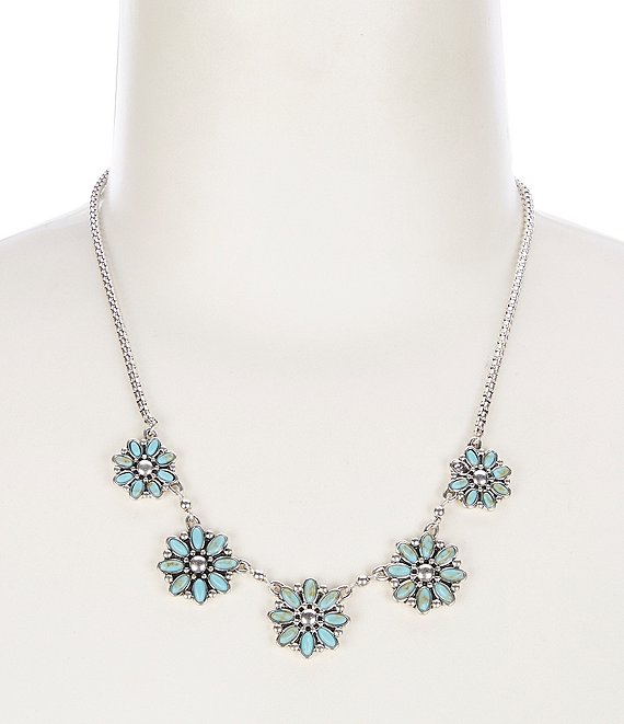 Lucky Brand Floral Turquoise Stone Collar Necklace