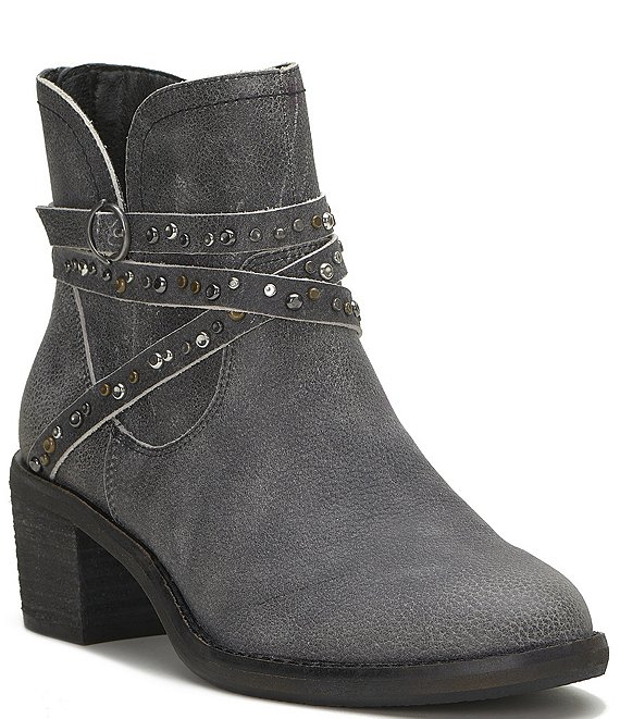 Lucky Brand Womens Callam Leather Studded Strap Booties Dillard s