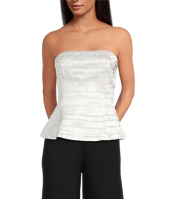 Lucy Paris Amy Woven Strapless Peplum Top