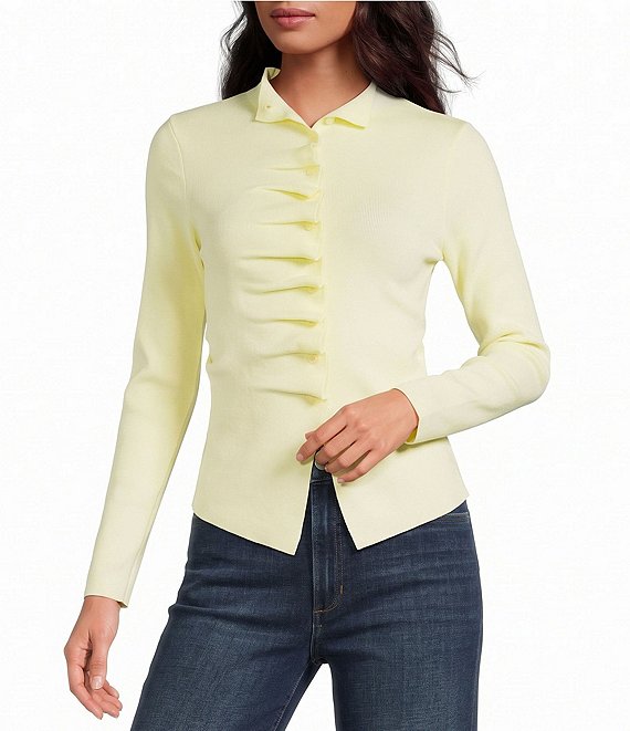 Lucy Paris Bridge Ruffle Scoop Neck Long Sleeve Sweater