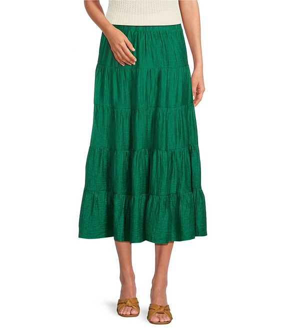 Lucy Paris Naomi Gathered Tiered Elastic Waist Midi Skirt | Dillard's