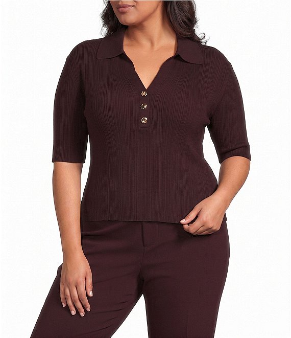 Lucy Paris Plus Size Callan Short Sleeve Sweater Top