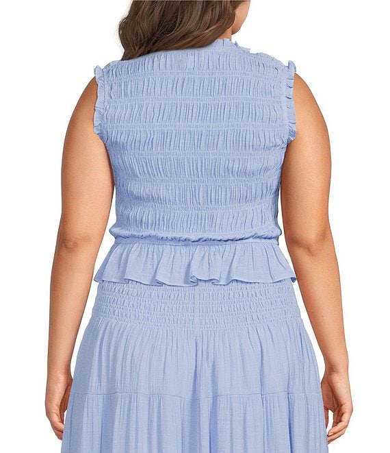 Lucy Paris Plus Size Livia Smocked V-Neck Sleeveless Coordinating