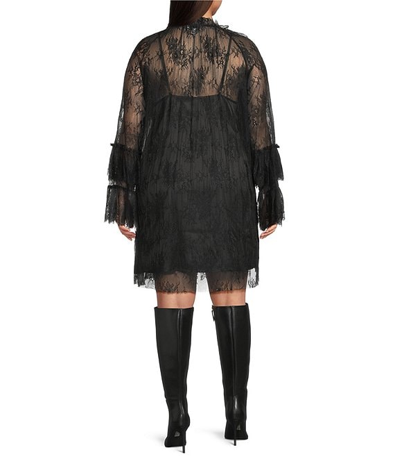 lucy paris leather dress $223 Lucy Paris Women's Black Faux Leather Puff-Sleeve V-Neck Mini Dress  Size S