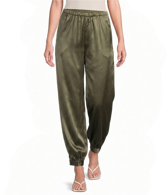 Lucy Paris Sam Bubble Hem Pull On Satin Pants