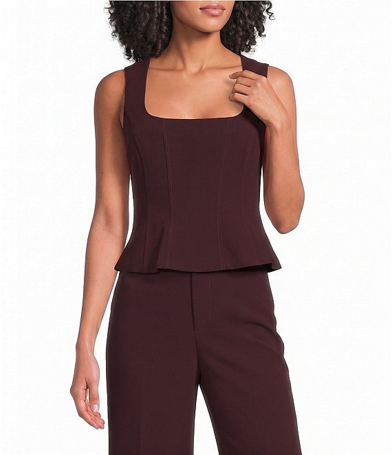 Lucy Paris Square Neck Sleeveless Coordinating Peplum Top
