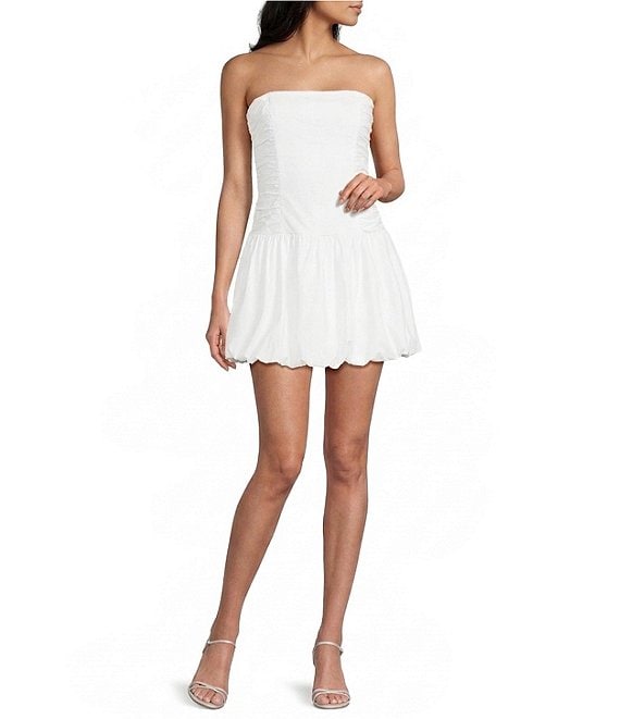 Lulus Molly Puffed Hem Drop Waist Mini Dress