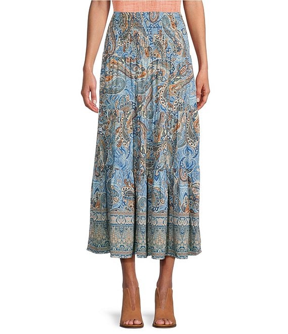 M Made in Italy A-Line Ruched Waist Pull-On Skirt | Dillard's