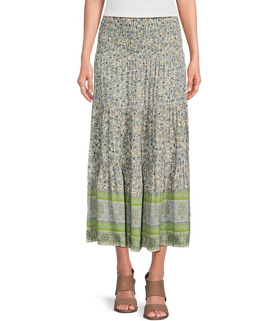 M Made In Italy Floral Print A line Maxi Skirt | Dillard's