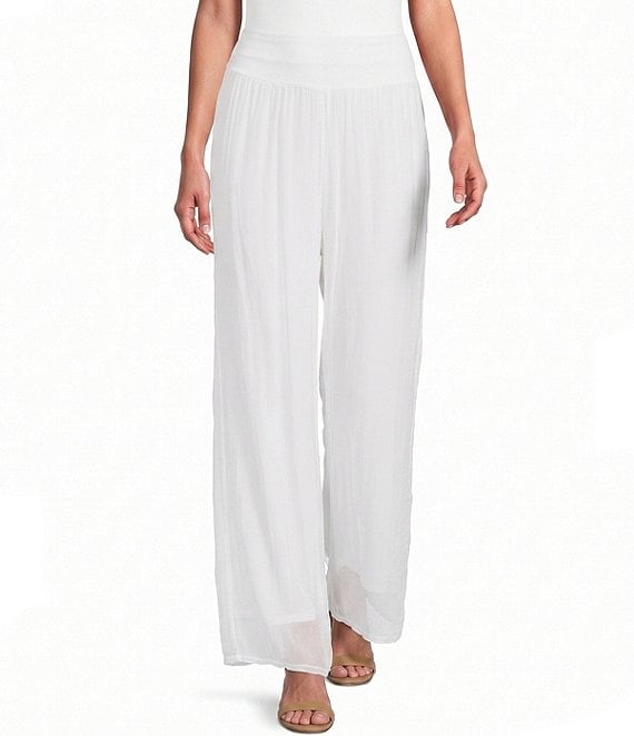M Made in Italy Silky Wide Leg Pull-On Pants