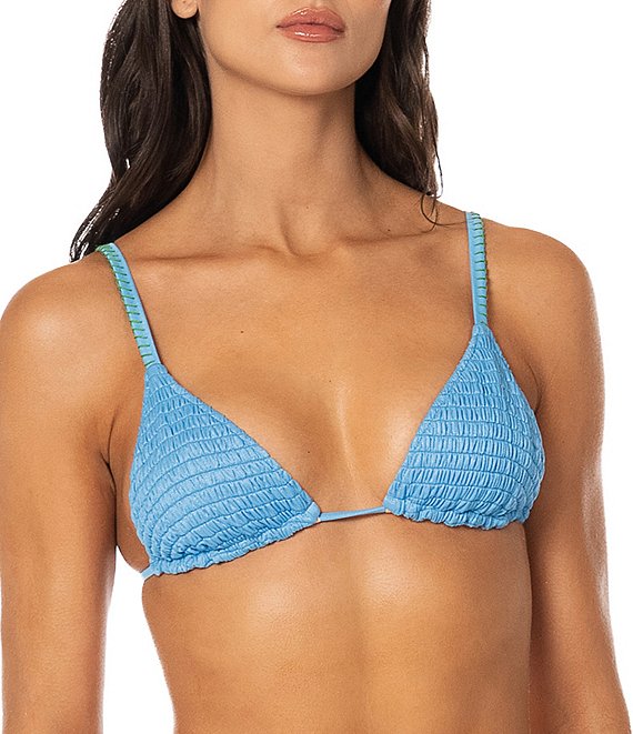 Maaji Ocean Drift Balmy Reversible Smocked Triangle Swim Top