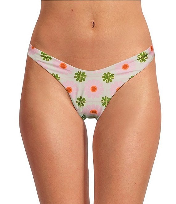 Maaji Splendour Pastel Flourish Reversible Thin Side Classic Swim Bottom, White - Image 1