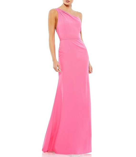 Mac Duggal Asymmetrical Ruched One Shoulder Sleeveless Open Back Detail ...