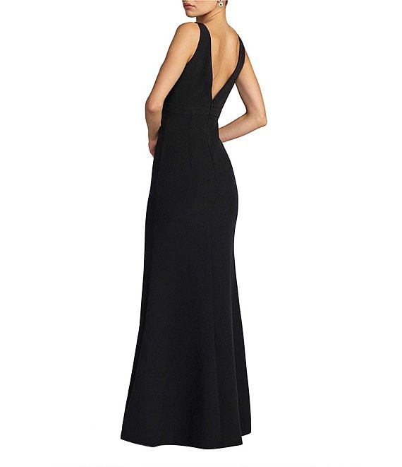 mac duggal bow-strap v-neck crepe fit & flare midi dress Mac Duggal Bow-Strap V-Neck Crepe Fit & Flare Midi Dress