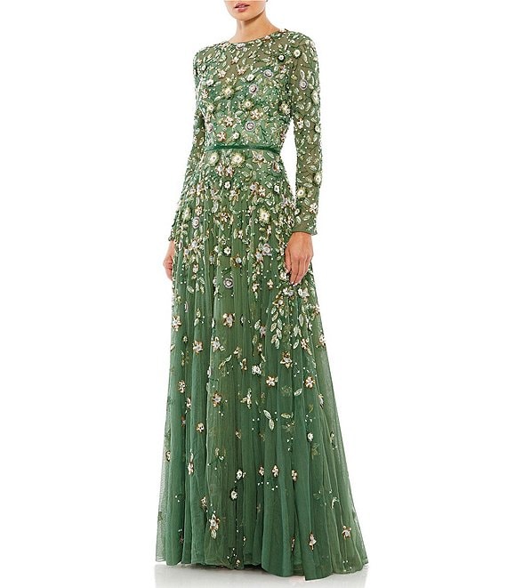 Magdalena Satin Floral Gown  Floral gown, Evening gowns, Beaded chiffon  dress